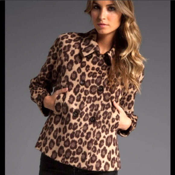Rebecca Taylor Jackets & Blazers - REBECCA TAYLOR Wool blend Leopard Faux Fur Coat - 10
